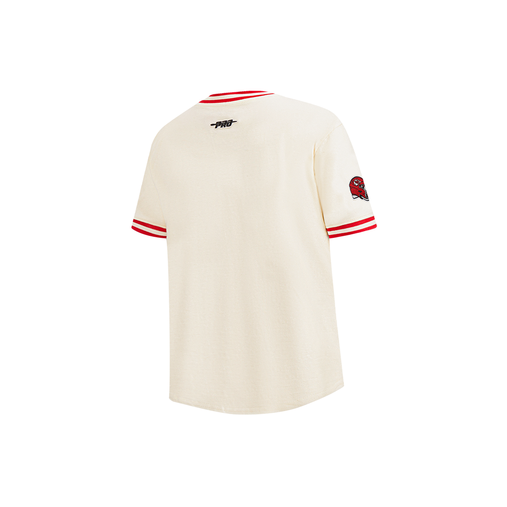 NFL KANSAS CITY CHIEFS RETRO CLASSIC LITTLE BOY'S SS STRIPED RIB TEE (EGGSHELL/ RED)