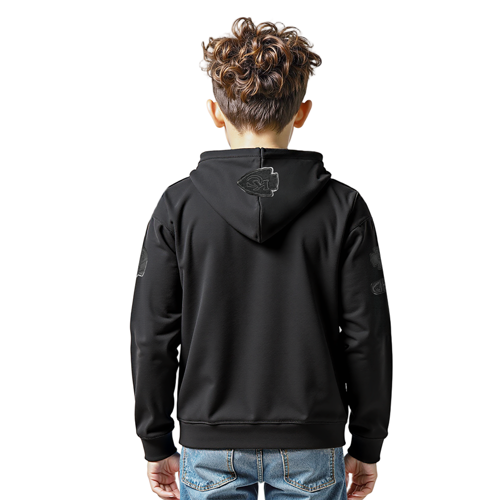 NFL KANSAS CITY CHIEFS TRIPLE BLACK LITTLE BOYS FLEECE PULLOVER HOODIE (BLACK)