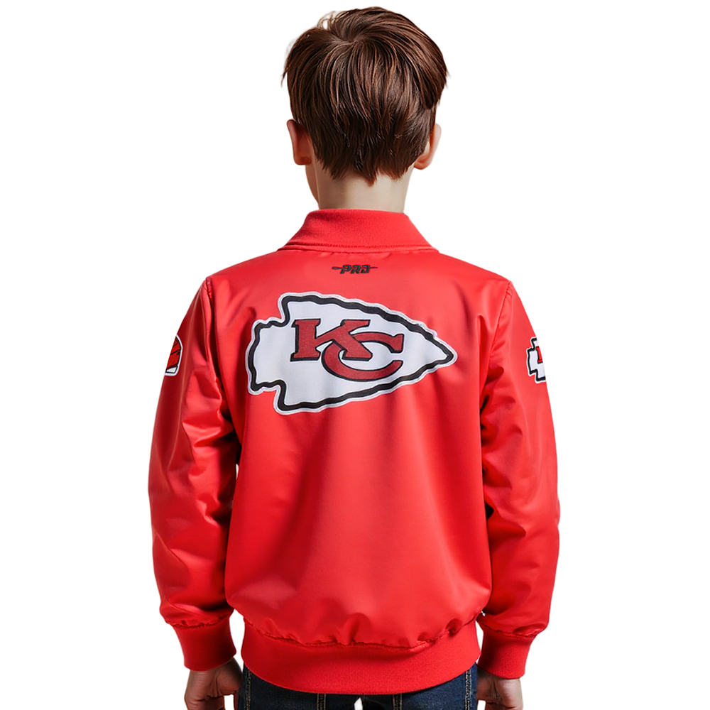 NFL KANSAS CITY CHIEFS CLASSIC LITTLE BOYS SATIN JACKET (RED)