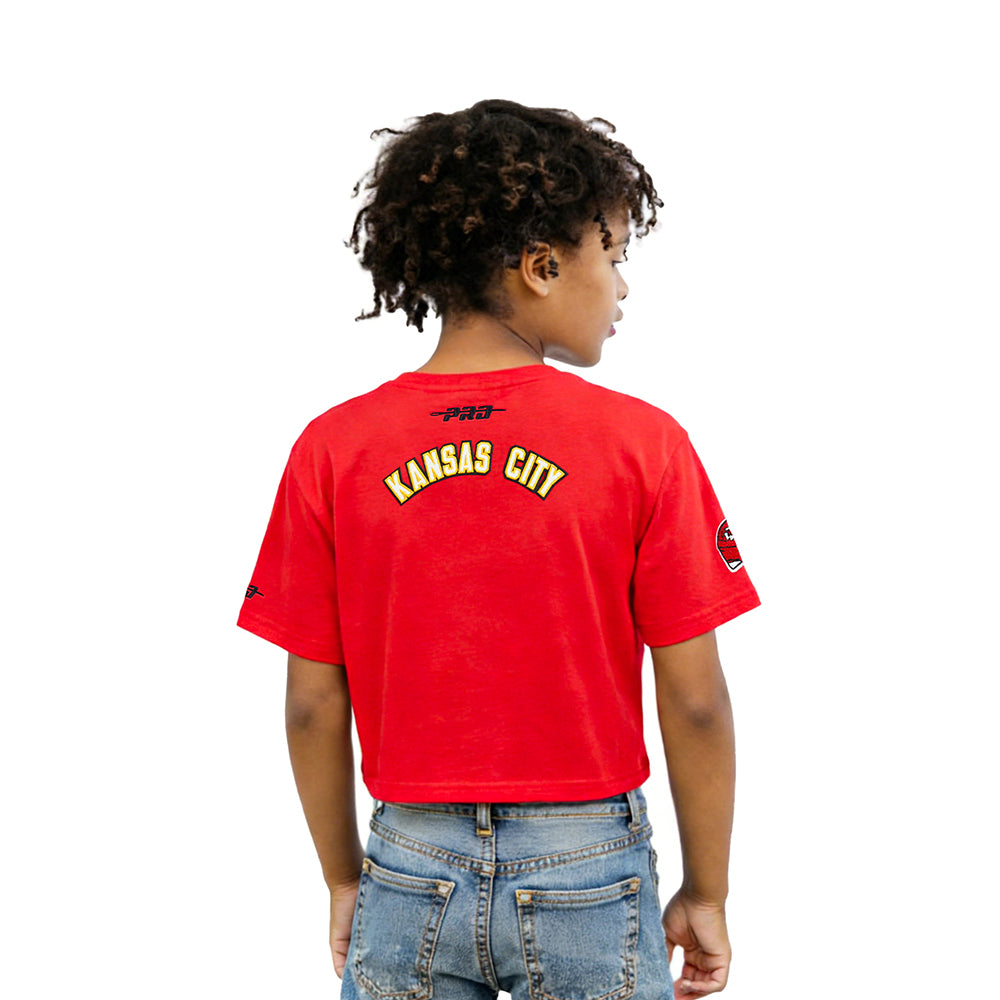 NFL KANSAS CITY CHIEFS CLASSIC LITTLE GIRLS SHORT SLEEVE BOXY TEE (RED)