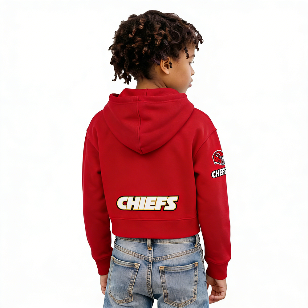 NFL KANSAS CITY CHIEFS CLASSIC LITTLE GIRLS  FLEECE FULL ZIP HOODIE (RED)