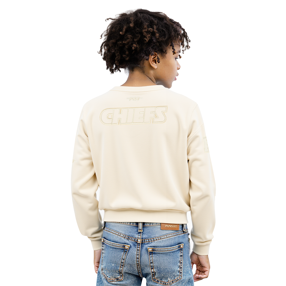 NFL KANSAS CITY CHIEFS NEUTRAL LITTLE GIRLS  FLEECE CREWNECK (EGGSHELL)