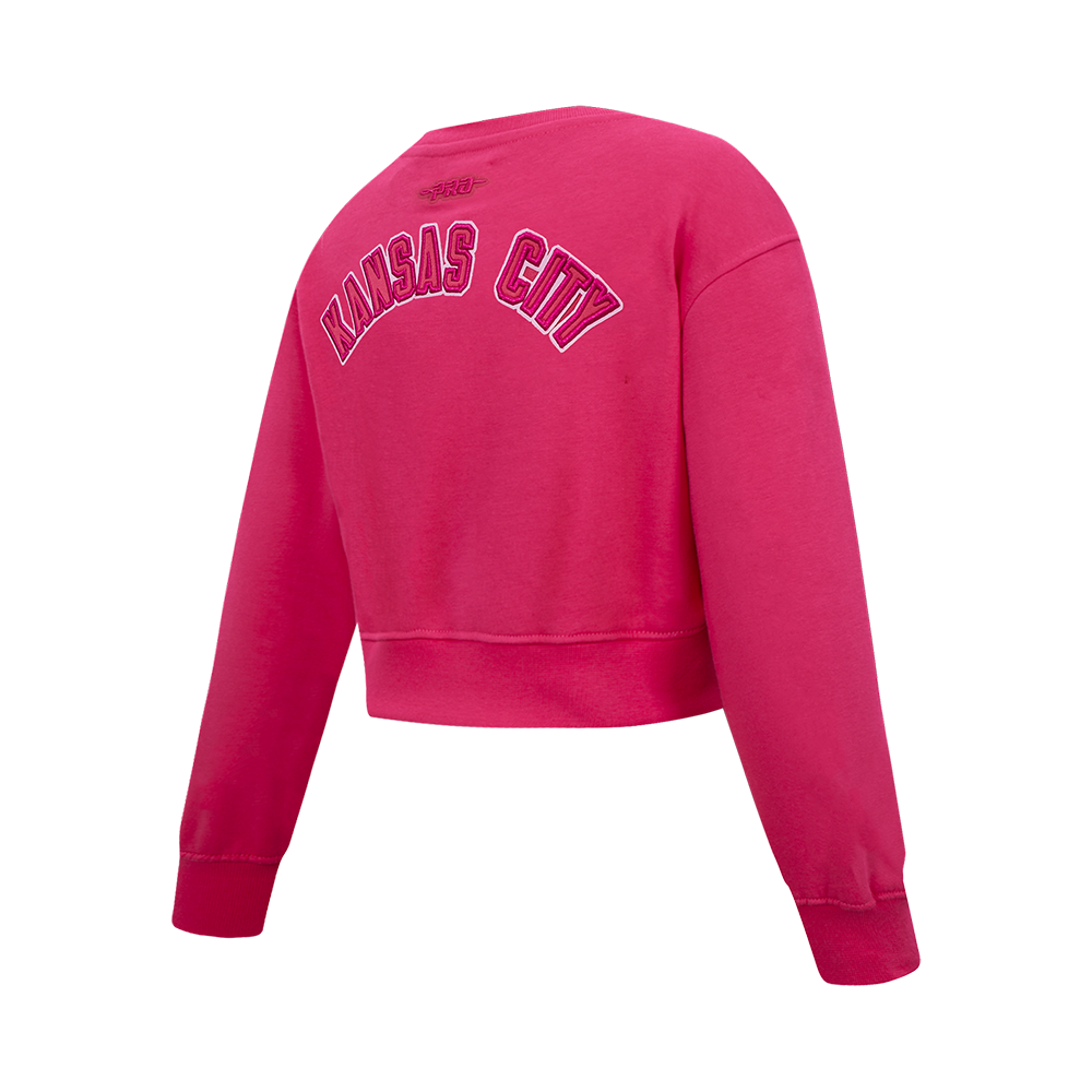 NFL KANSAS CITY CHIEFS CLASSIC TRIPLE PINK LITTLE GIRL'S FLEECE CREWNECK (BEETROOT PURPLE)