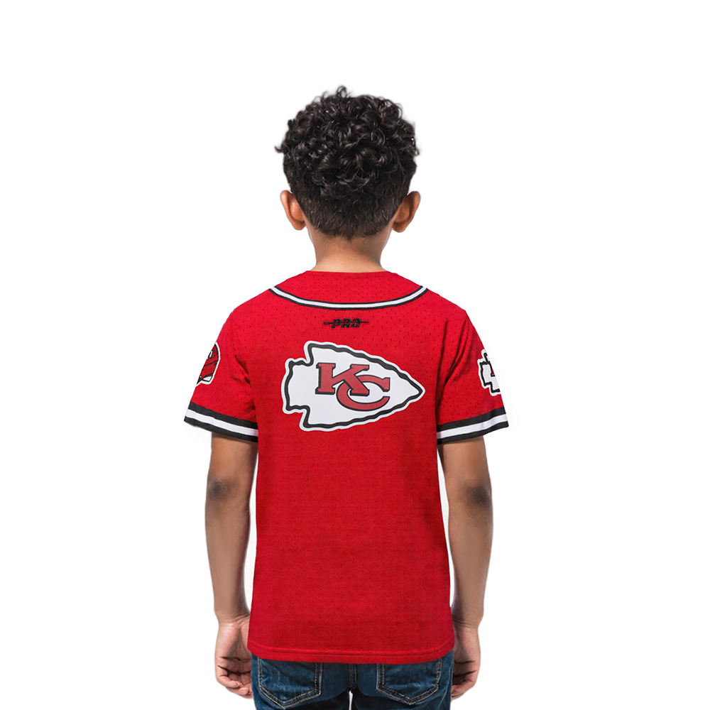 NFL KANSAS CITY CHIEFS CLASSIC TODDLER BOYS MESH BUTTON DOWN SHIRT (RED/BLACK)