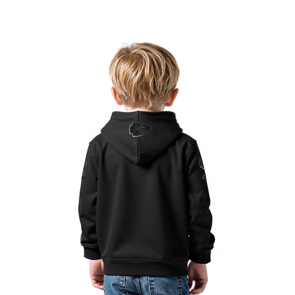 NFL KANSAS CITY CHIEFS TRIPLE BLACK TODDLER BOYS FLEECE PULLOVER HOODIE (BLACK)