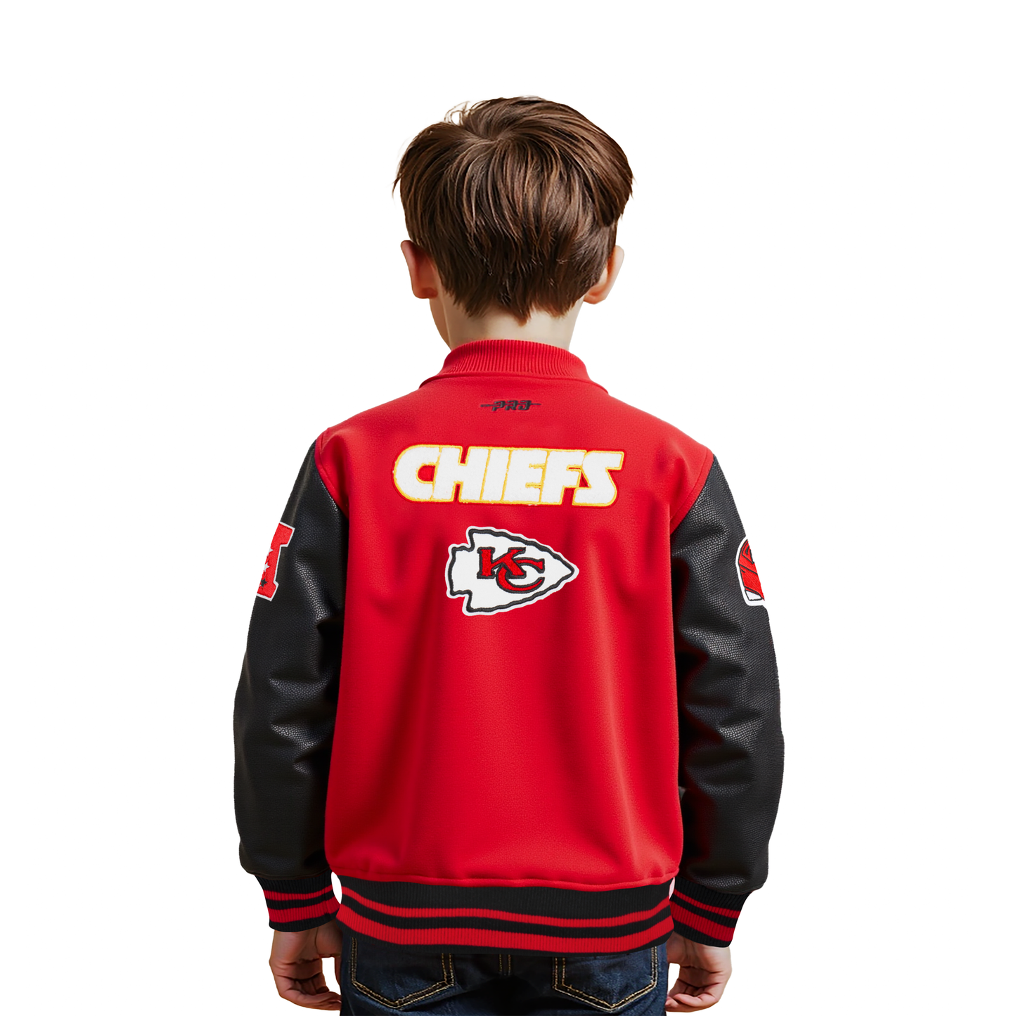 NFL KANSAS CITY CHIEFS RETRO CLASSIC TODDLER BOYS RIB WOOL VARSITY JACKET (RED/BLACK)