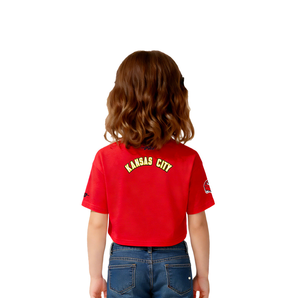 NFL KANSAS CITY CHIEFS CLASSIC TODDLER GIRLS SHORT SLEEVE BOXY TEE (RED)