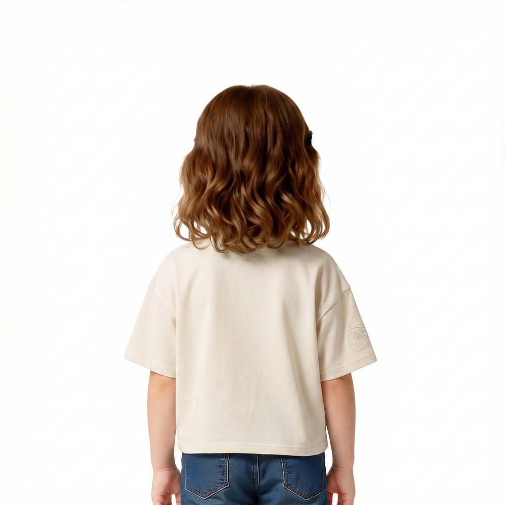 NFL KANSAS CITY CHIEFS NEUTRAL TODDLER GIRLS SHORT SLEEVE BOXY TEE (EGGSHELL)