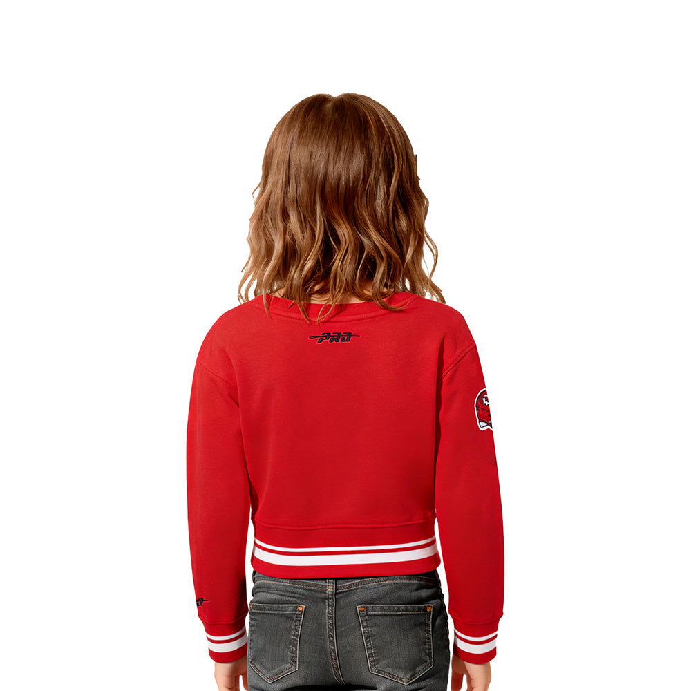 NFL KANSAS CITY CHIEFS RETRO CLASSIC TODDLER GIRLS RIB FLEECE CREWNECK (RED)