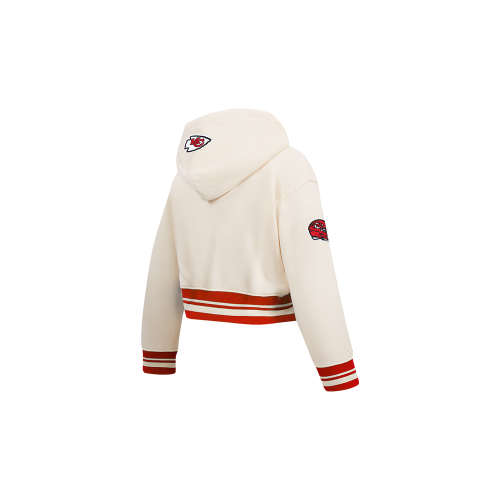 NFL KANSAS CITY CHIEFS RETRO CLASSIC TODDLER GIRL'S RIB FLC PO HOODIE (EGGSHELL/ RED)
