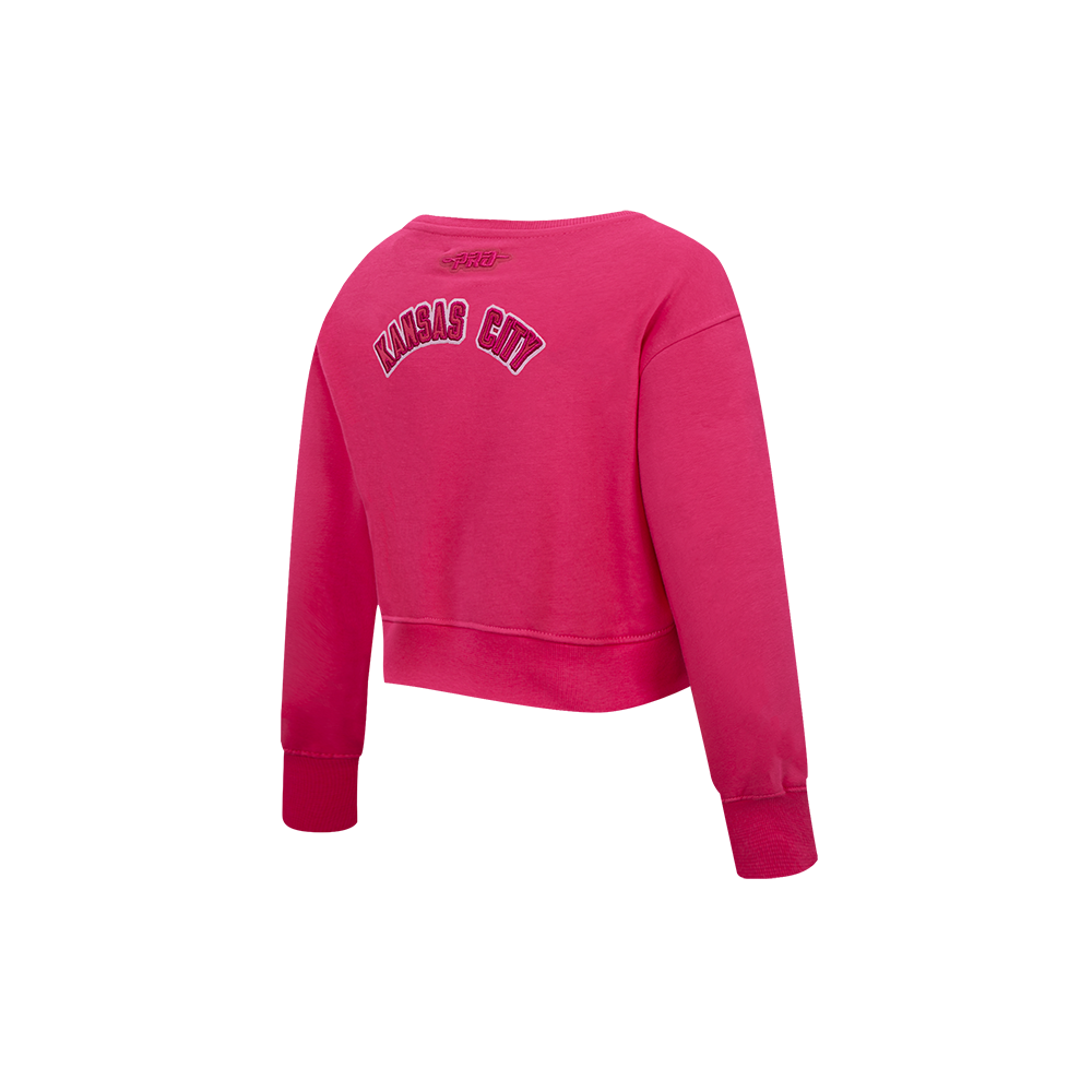 NFL KANSAS CITY CHIEFS CLASSIC TRIPLE PINK TODDLER GIRL'S FLEECE CREWNECK (BEETROOT PURPLE)