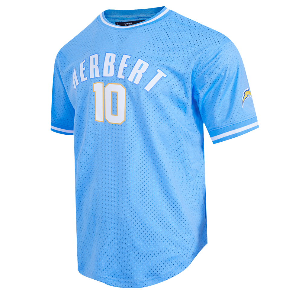 NFL LOS ANGELES CHARGERS JUSTIN HERBERT #10 MESH TEE (UNIVERSITY BLUE)
