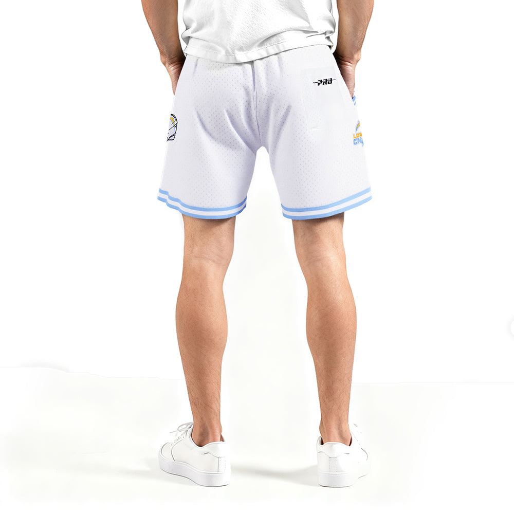 NFL LOS ANGELES CHARGERS MESH MEN'S  SHORT (WHITE/UNIVERSITY BLUE)