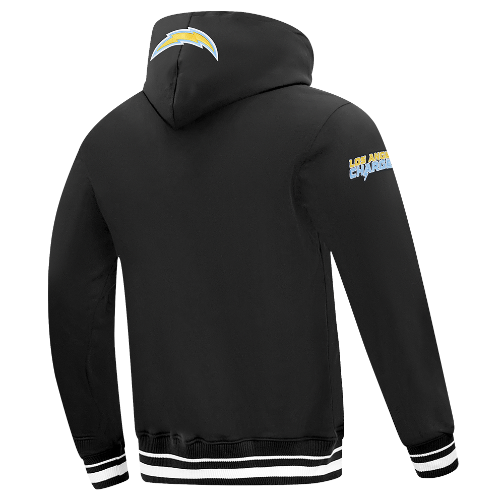 NFL LOS ANGELES CHARGERS SCRIPT TAIL MEN'S RIB FLC PO HOODIE (BLACK)