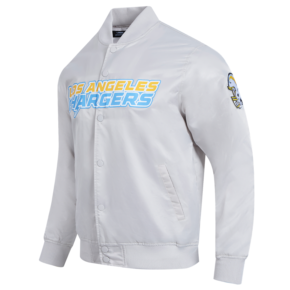 NFL LOS ANGELES CHARGERS BIG LOGO MEN'S SATIN JACKET (SILVER)