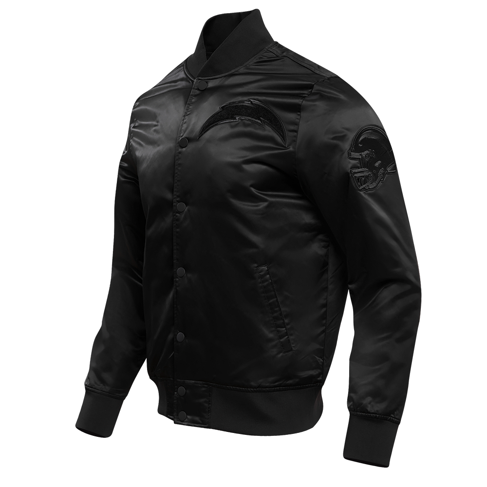 NFL LOS ANGELES CHARGERS TRIPLE BLACK MEN'S SATIN JACKET (TRIPLE BLACK)