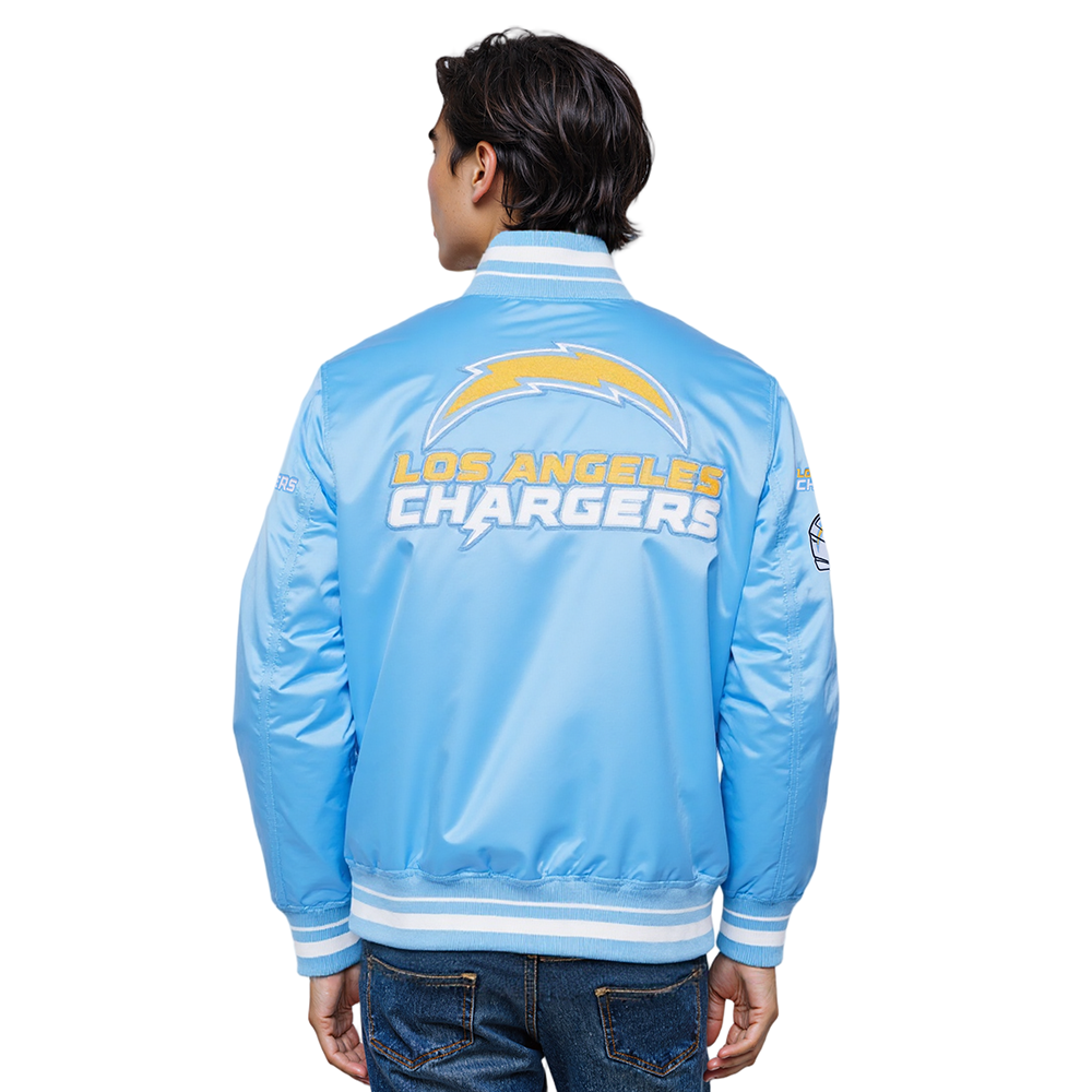 NFL LOS ANGELES CHARGERS MASHUP MEN'S RIB SATIN JACKET (UNIVERSITY BLUE)