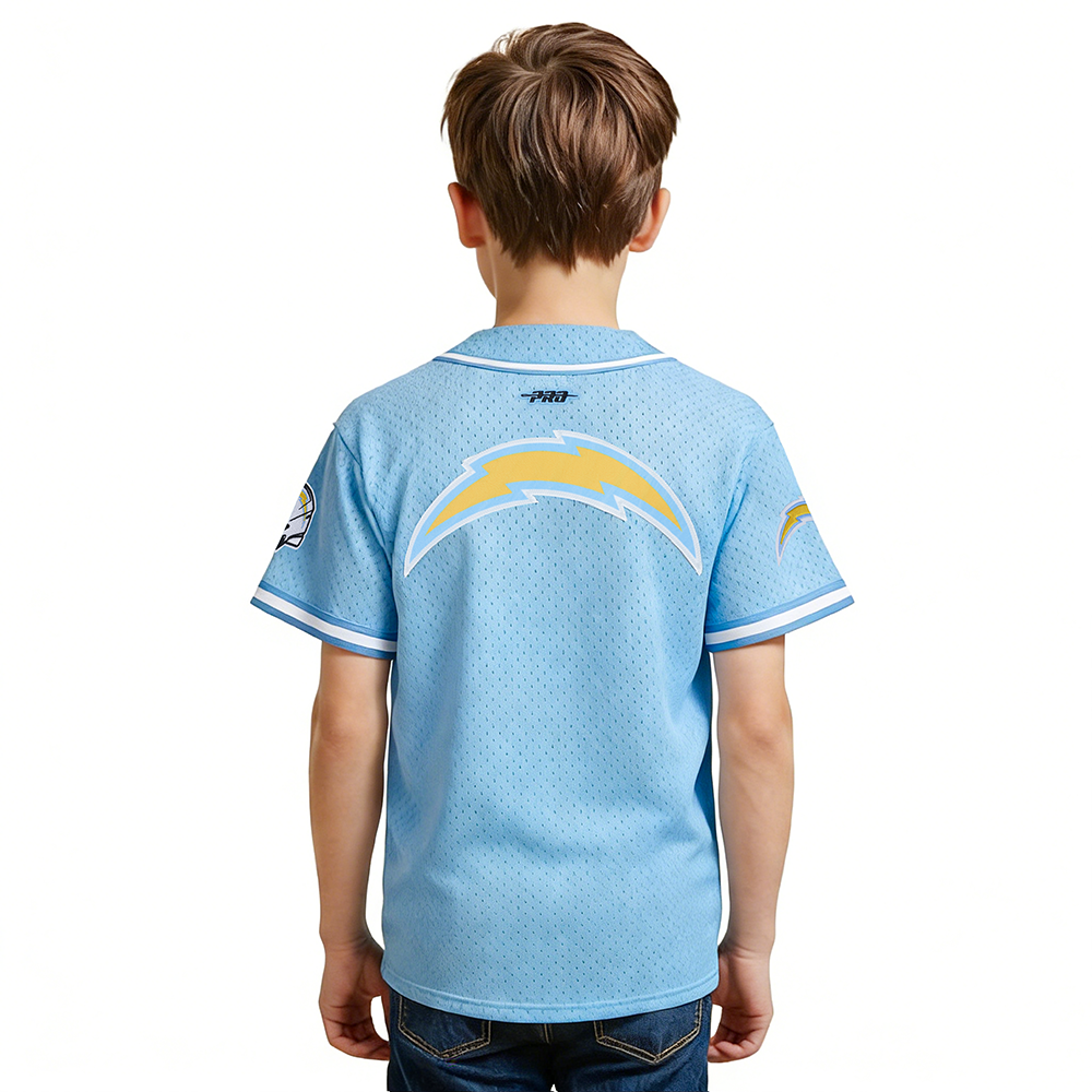 NFL LOS ANGELES CHARGERS CLASSIC BIG BOY'S MESH BUTTON DOWN SHIRT (UNIVERSITY BLUE)