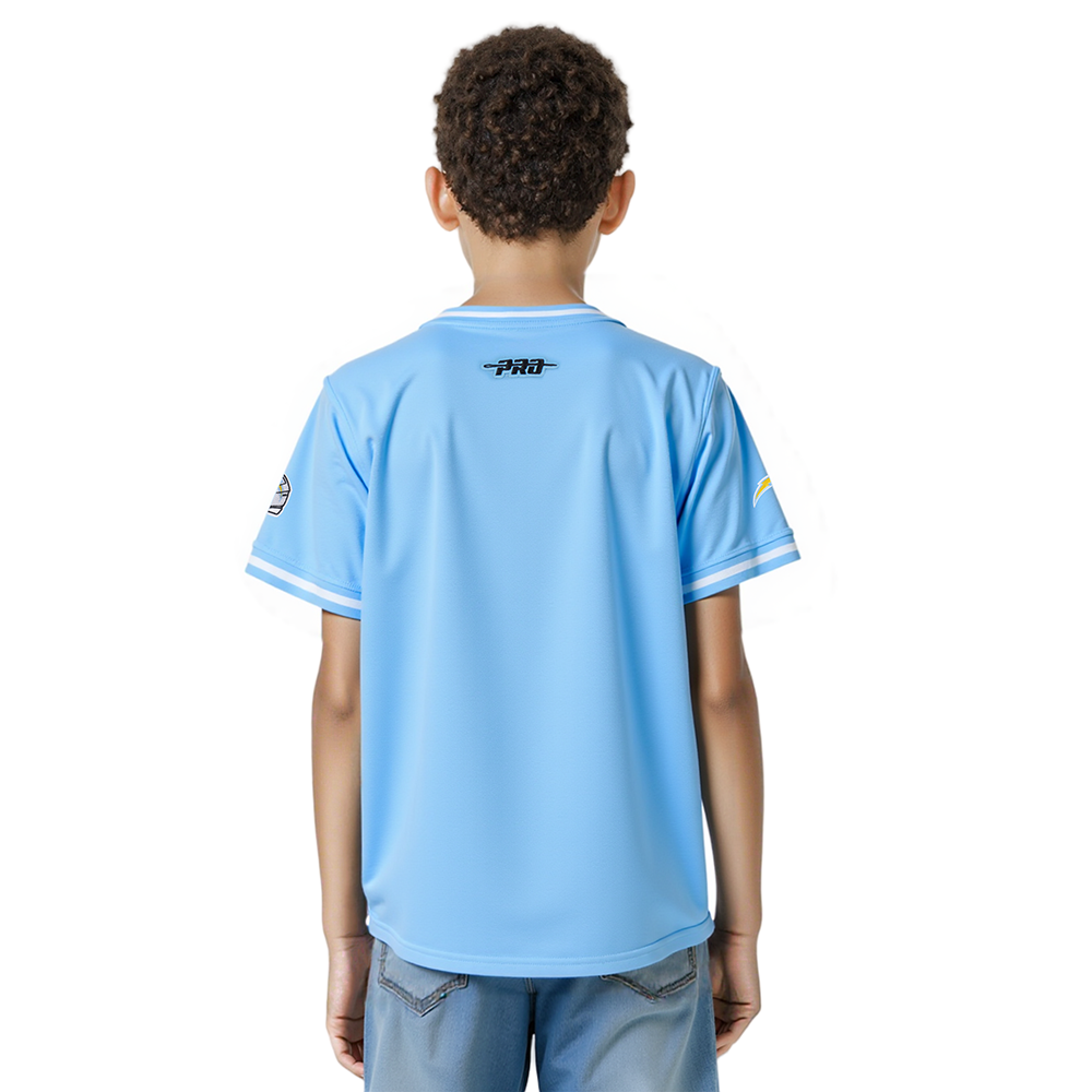 NFL LOS ANGELES CHARGERS CLASSIC BIG BOYS SHORT SLEEVE STRIPED RIB TEE (UNIVERSITY BLUE)