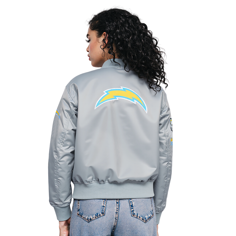 NFL LOS ANGELES CHARGERS CLASSIC WOMEN'S SATIN JACKET (SILVER)