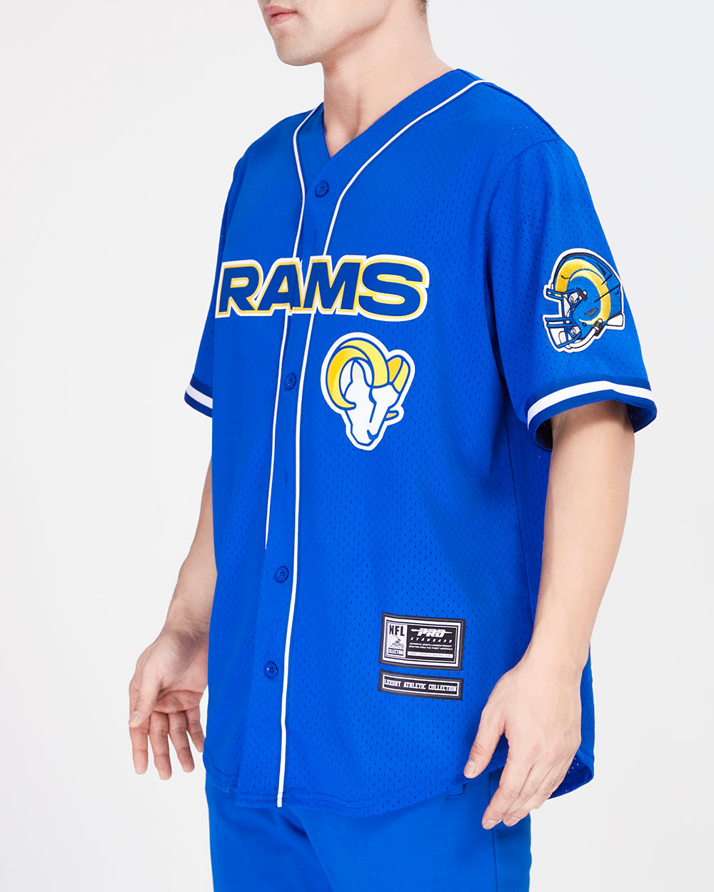 Men's Pro Standard White Los Angeles Rams Mesh Button-Up Shirt