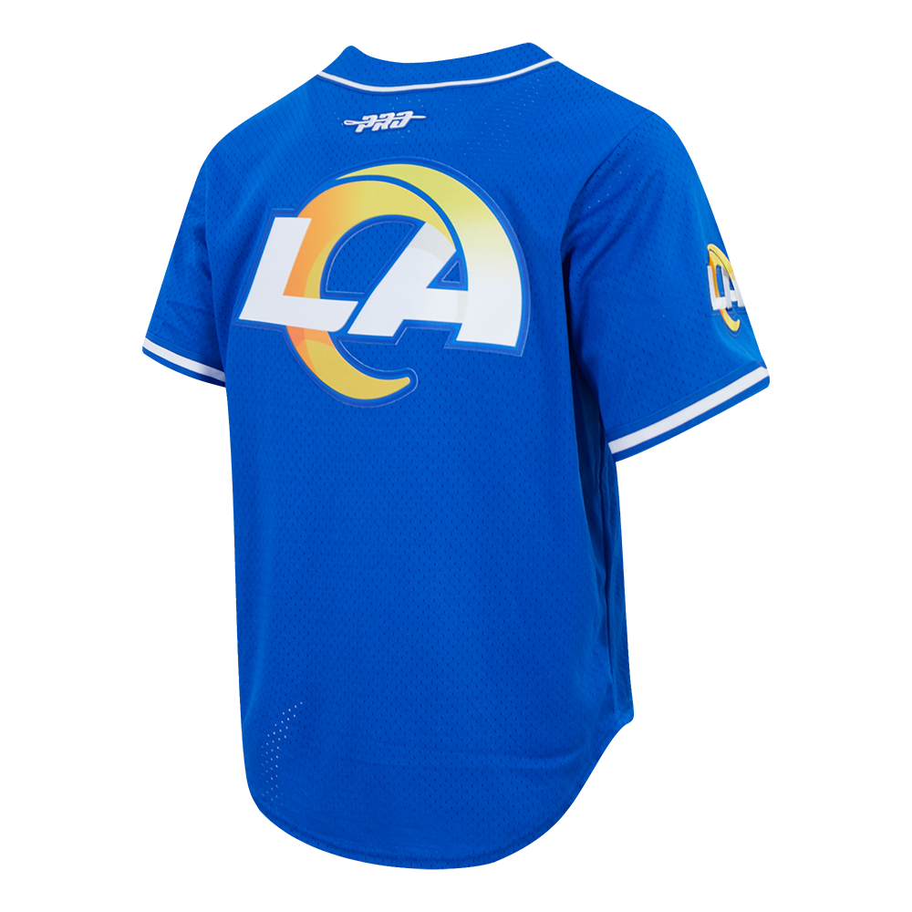 NFL LOS ANGELES RAMS PUKA NACUA #12 CLASSIC MESH PNN MEN'S MESH BUTTON DOWN SHIRT (ROYAL BLUE)