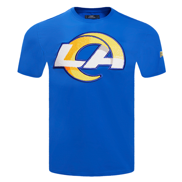 LOS ANGELES RAMS OLD ENGLISH FLC CREWNECK (ROYAL BLUE)