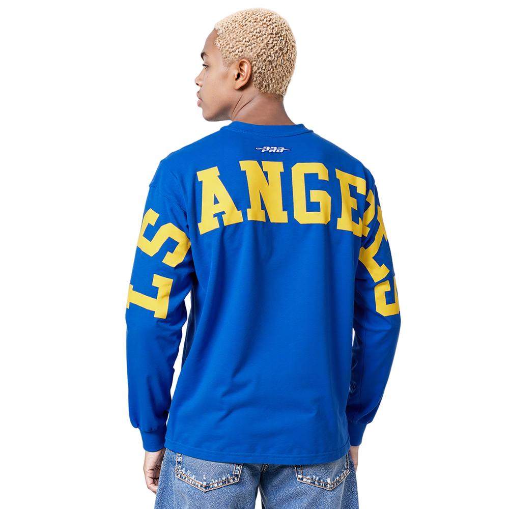 NFL LOS ANGELES RAMS WINGSPAN MEN'S DROP SHOULDER LS TEE (ROYAL BLUE)