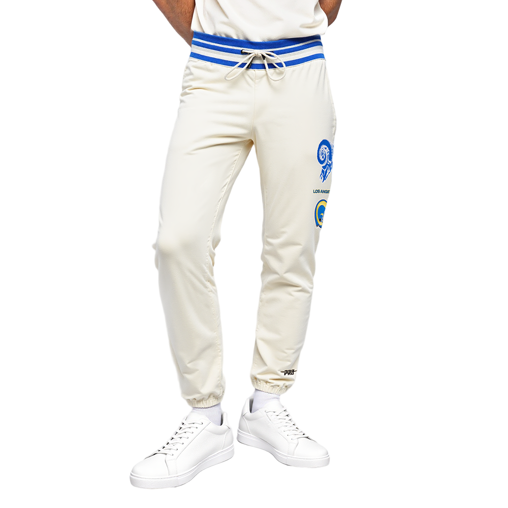 NFL LOS ANGELES RAMS RETRO CLASSIC MEN'S SWEATPANT (EGGSHELL/ ROYAL BLUE)