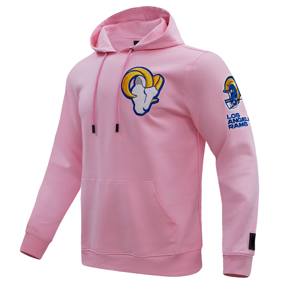 NFL LOS ANGELES RAMS CLASSIC CHENILLE DOUBLE KNIT PULLOVER HOODIE (PINK)