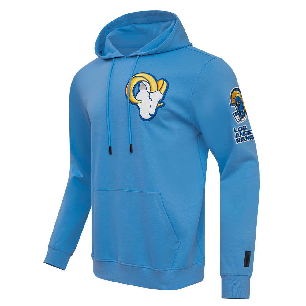 NFL LOS ANGELES RAMS CLASSIC CHENILLE DOUBLE KNIT PULLOVER HOODIE (UNIVERSITY BLUE)