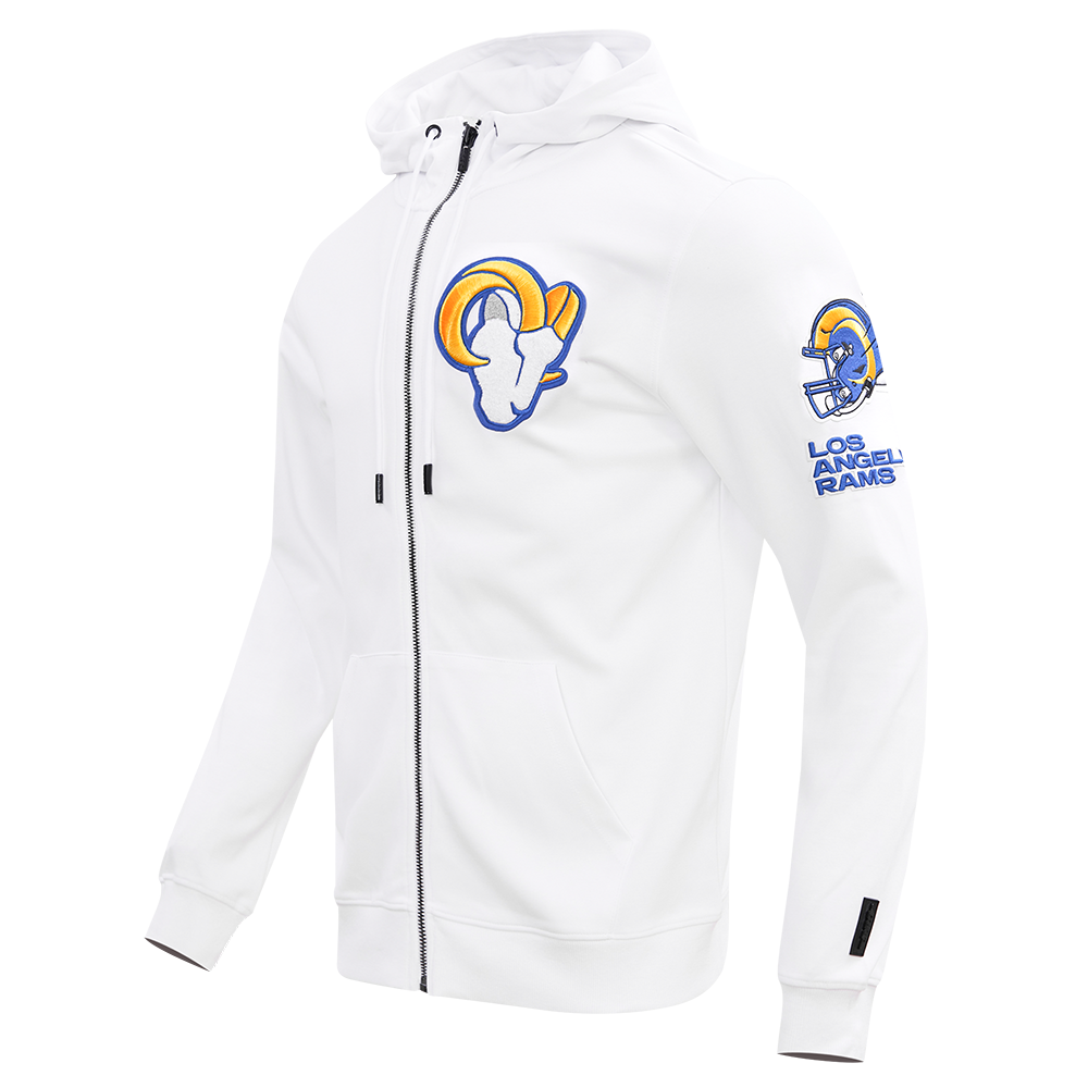 NFL LOS ANGELES RAMS CLASSIC CHENILLE DOUBLE KNIT FULL ZIP HOODIE (WHITE)