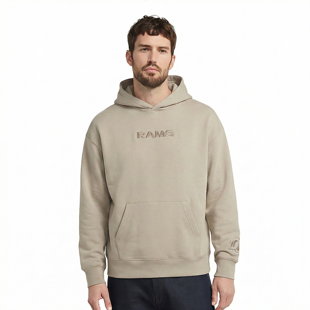 NFL LOS ANGELES RAMS WINGSPAN MEN'S DROP SHOULDER FLC PO HOODIE (TAUPE)