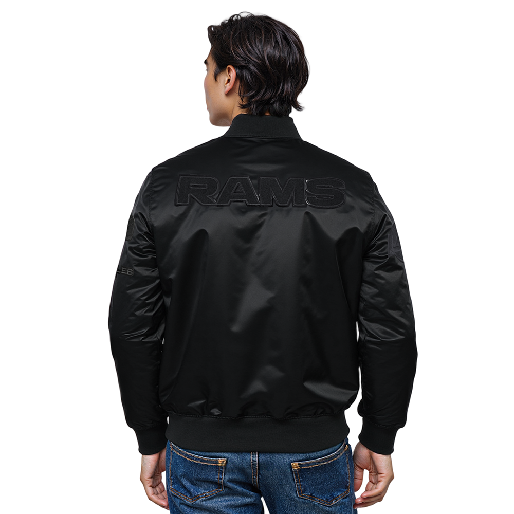 NFL LOS ANGELES RAMS TRIPLE BLACK SATIN JACKET (TRIPLE BLACK)