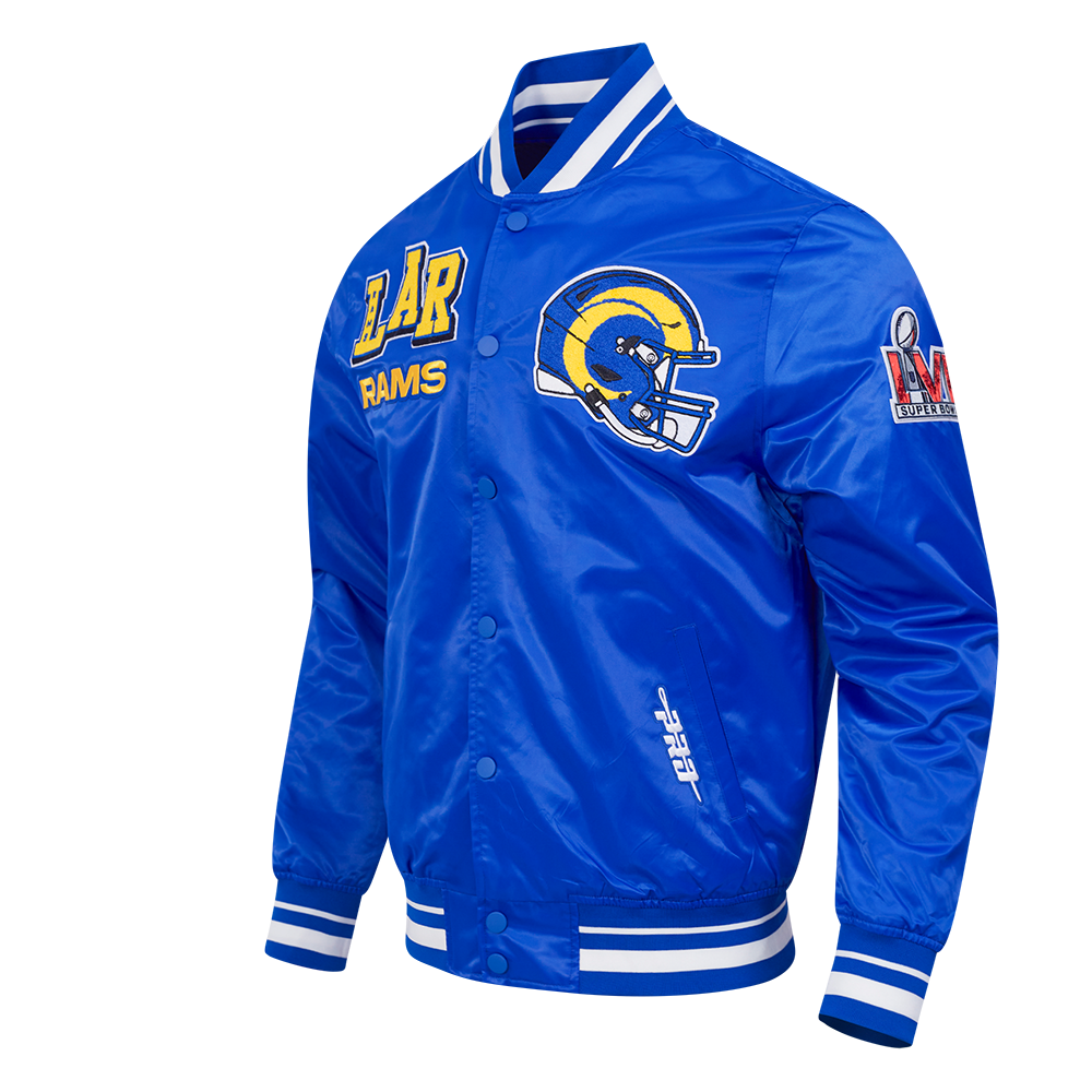 NFL LOS ANGELES RAMS MASHUP MEN'S RIB SATIN JACKET (ROYAL BLUE)