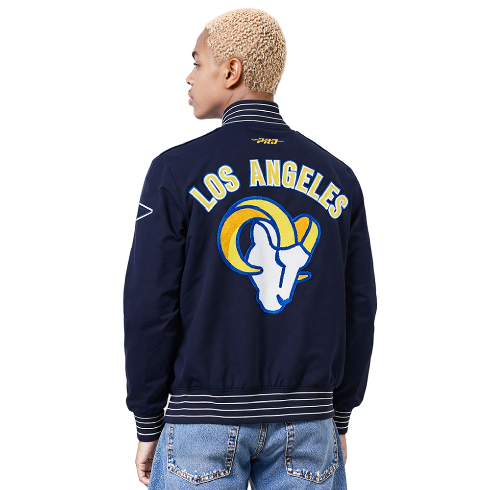 NFL LOS ANGELES RAMS PRO GAME DAY MEN'S DBL KNIT JACKET (MIDNIGHT NAVY/WHITE)