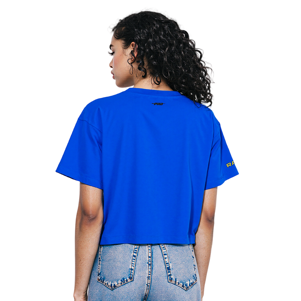 NFL LOS ANGELES RAMS SCRIPT TAIL WOMEN'S SJ BOXY TEE (ROYAL BLUE)