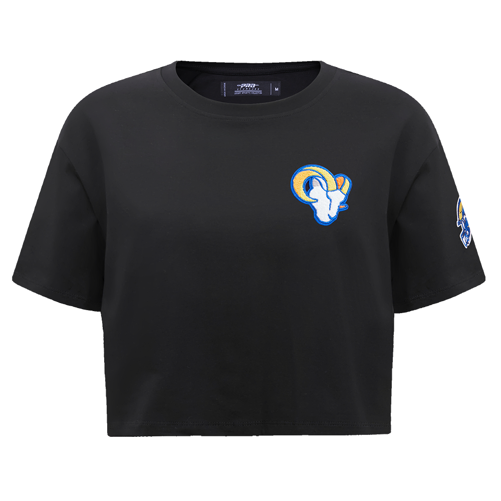 Women's Pro Standard Cream Los Angeles Rams Retro Classic Boxy Cropped T- Shirt
