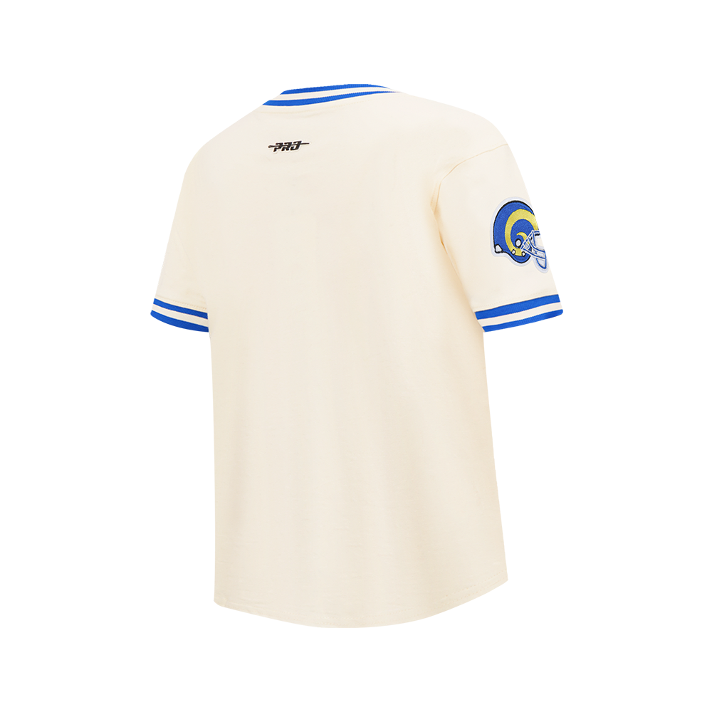 NFL LOS ANGELES RAMS RETRO CLASSIC BIG BOY'S SS STRIPED RIB TEE (EGGSHELL/ROYAL BLUE)