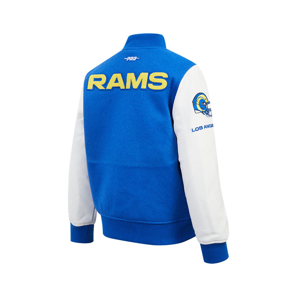 NFL LOS ANGELES RAMS CLASSIC CHENILLE BIG BOY'S WOOL VARSITY JACKET (ROYAL BLUE/WHITE)