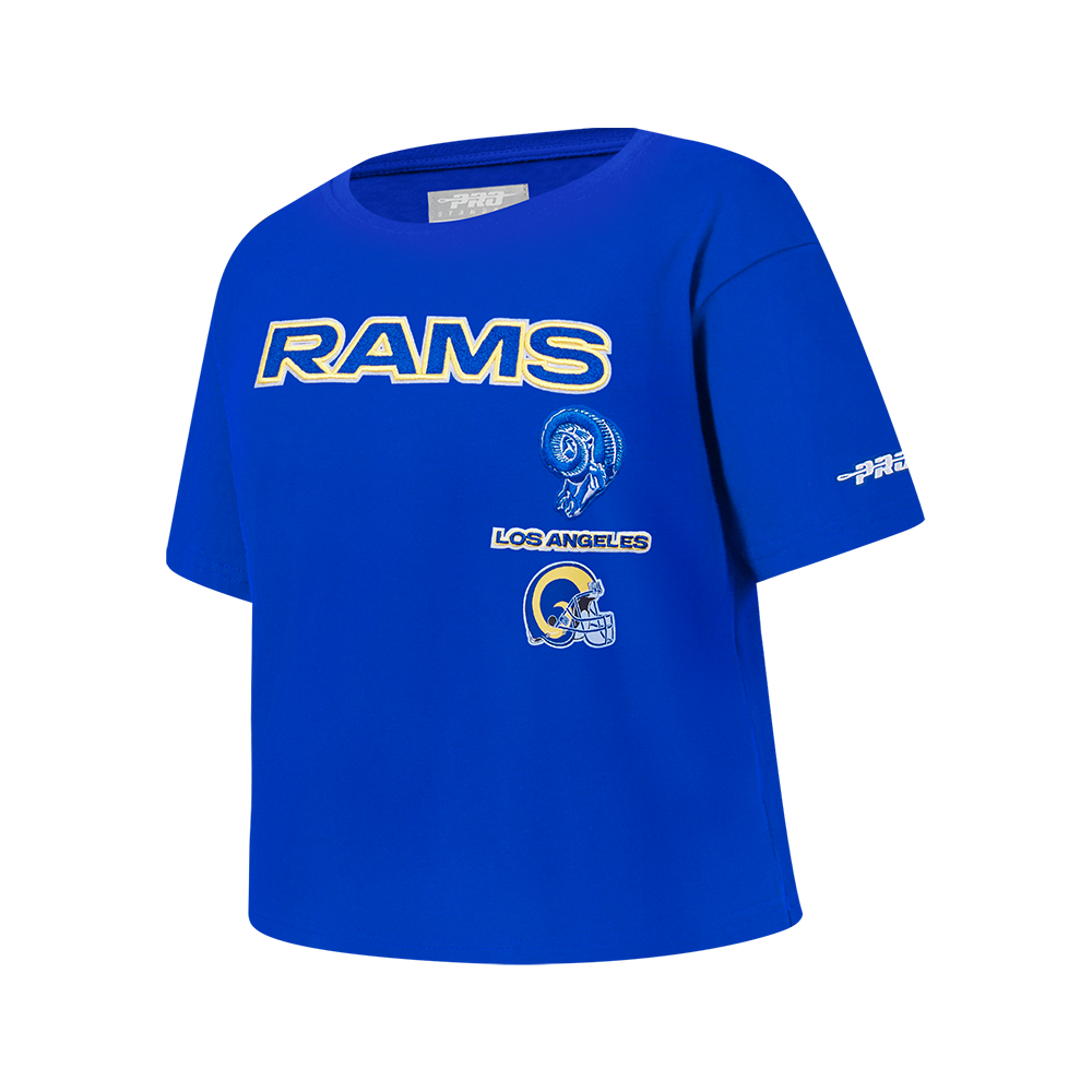 NFL LOS ANGELES RAMS RETRO CLASSIC BIG GIRLS SHORT SLEEVE BOXY TEE (ROYAL BLUE)