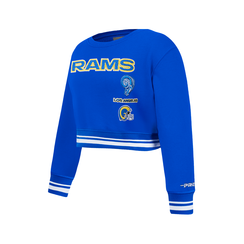 NFL LOS ANGELES RAMS RETRO CLASSIC BIG GIRLS  RIB FLEECE CREWNECK (ROYAL BLUE)