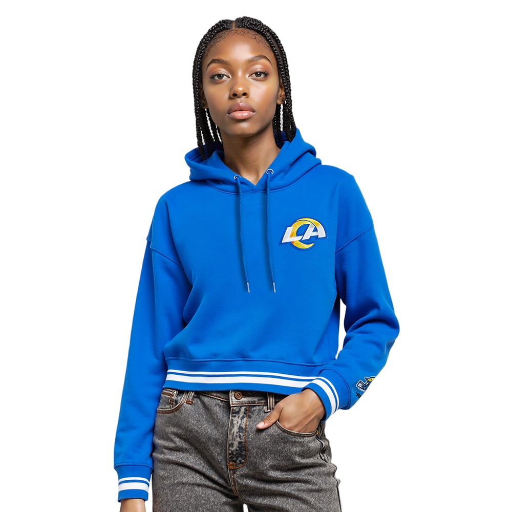 NFL LOS ANGELES RAMS MASHUP WOMEN'S RIB WOOL VARSITY JACKET (ROYAL BLUE/WHITE)