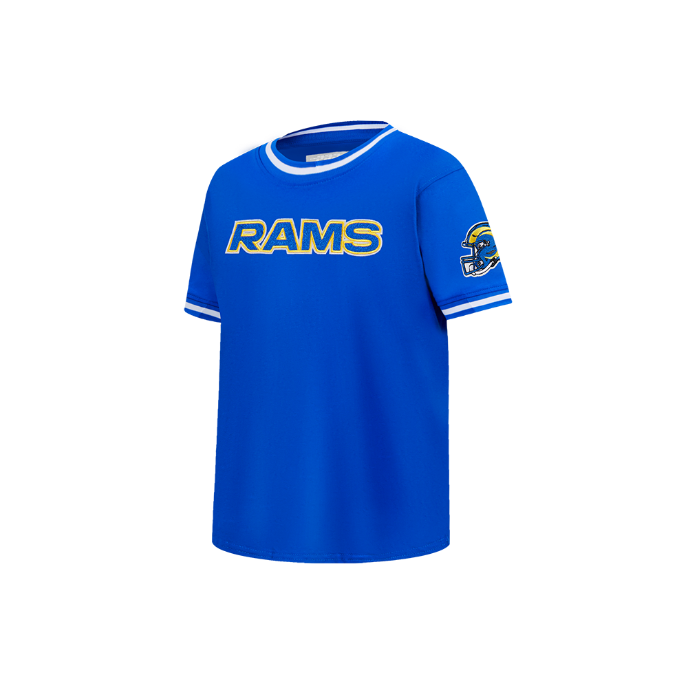 NFL LOS ANGELES RAMS CLASSIC LITTLE BOYS SHORT SLEEVE STRIPED RIB TEE (ROYAL BLUE)