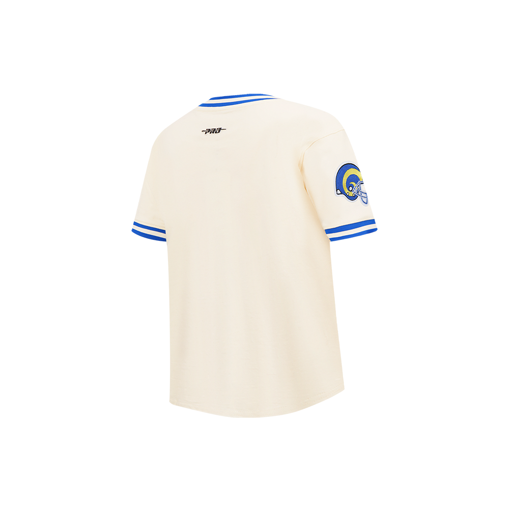 NFL LOS ANGELES RAMS RETRO CLASSIC LITTLE BOY'S SS STRIPED RIB TEE (EGGSHELL/ROYAL BLUE)