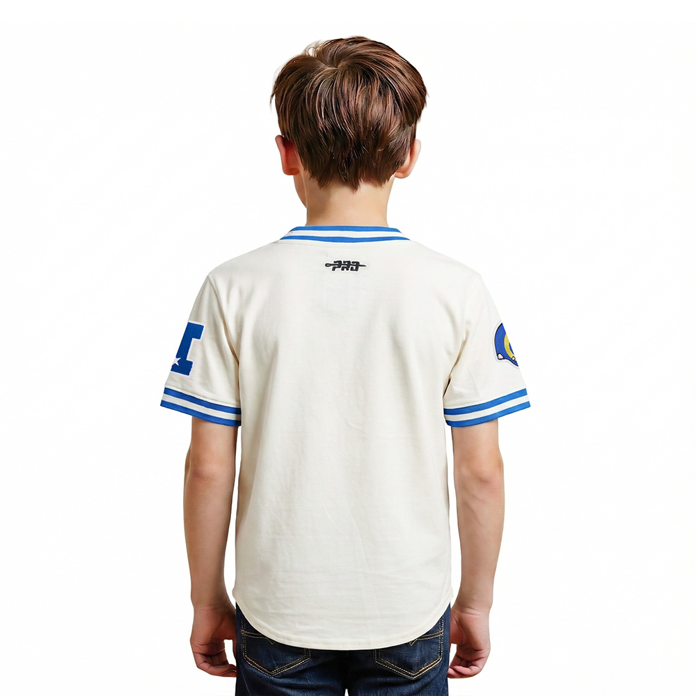 NFL LOS ANGELES RAMS RETRO CLASSIC LITTLE BOY'S SS STRIPED RIB TEE (EGGSHELL/ROYAL BLUE)