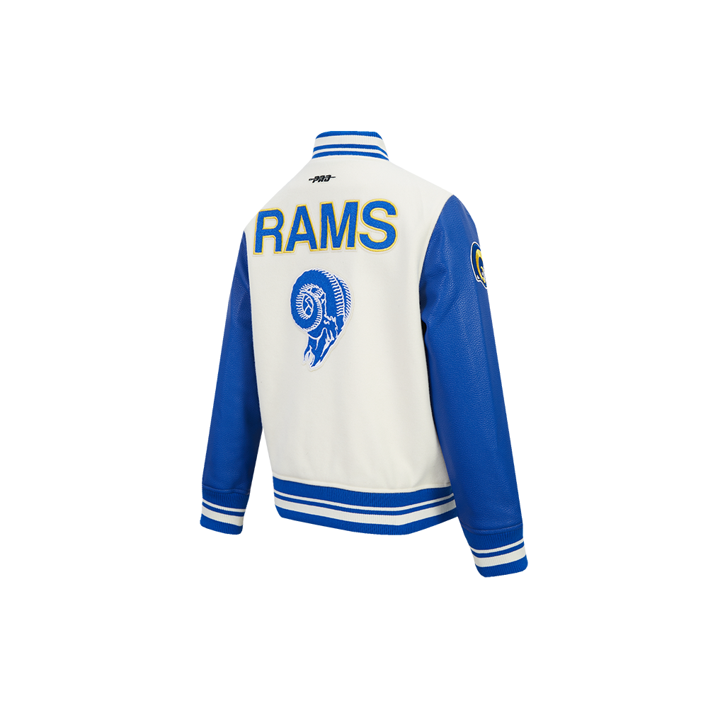 NFL LOS ANGELES RAMS RETRO CLASSICS LITTLE BOY'S RIB WOOL VARSITY JACKET (EGGSHELL/ROYAL BLUE)