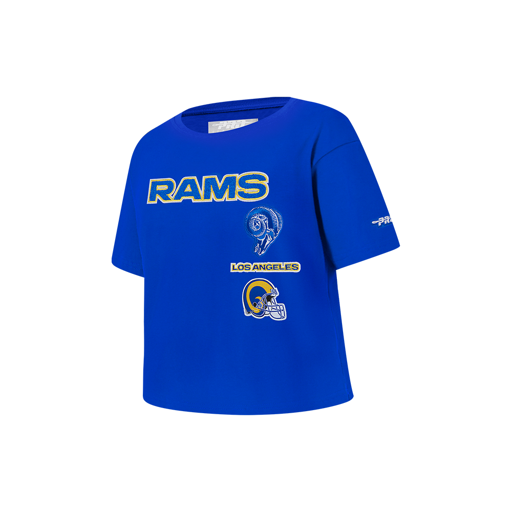 NFL LOS ANGELES RAMS RETRO CLASSIC LITTLE GIRLS SHORT SLEEVE BOXY TEE (ROYAL BLUE)