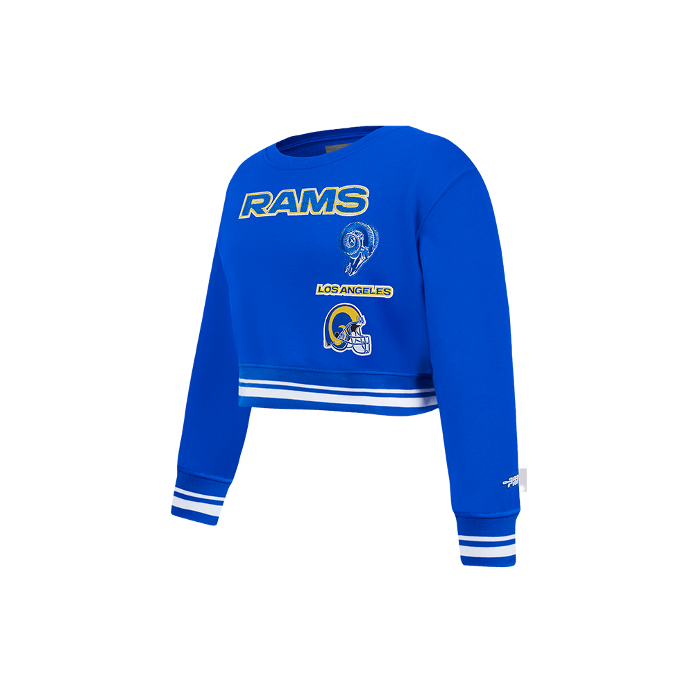 NFL LOS ANGELES RAMS RETRO CLASSIC LITTLE GIRLS  RIB FLEECE CREWNECK (ROYAL BLUE)