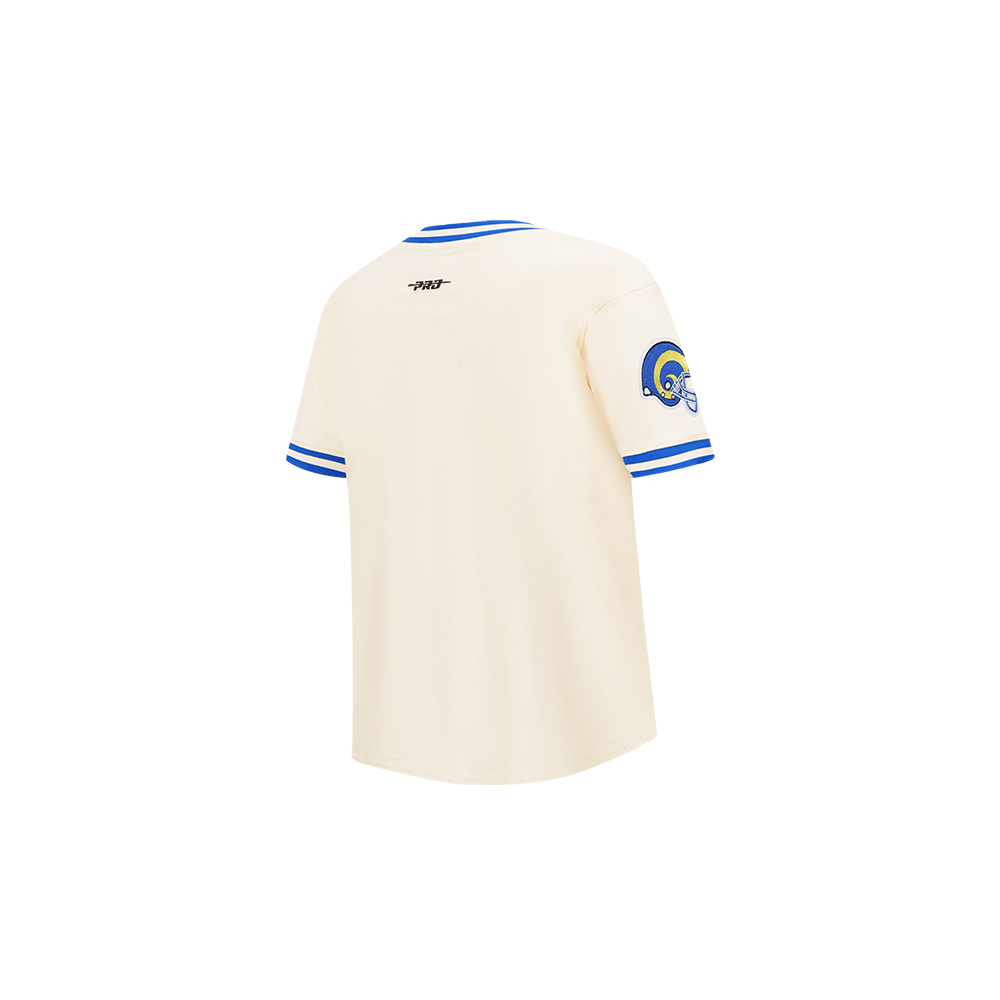 NFL LOS ANGELES RAMS RETRO CLASSIC TODDLER BOY'S SS STRIPED RIB TEE (EGGSHELL/ROYAL BLUE)